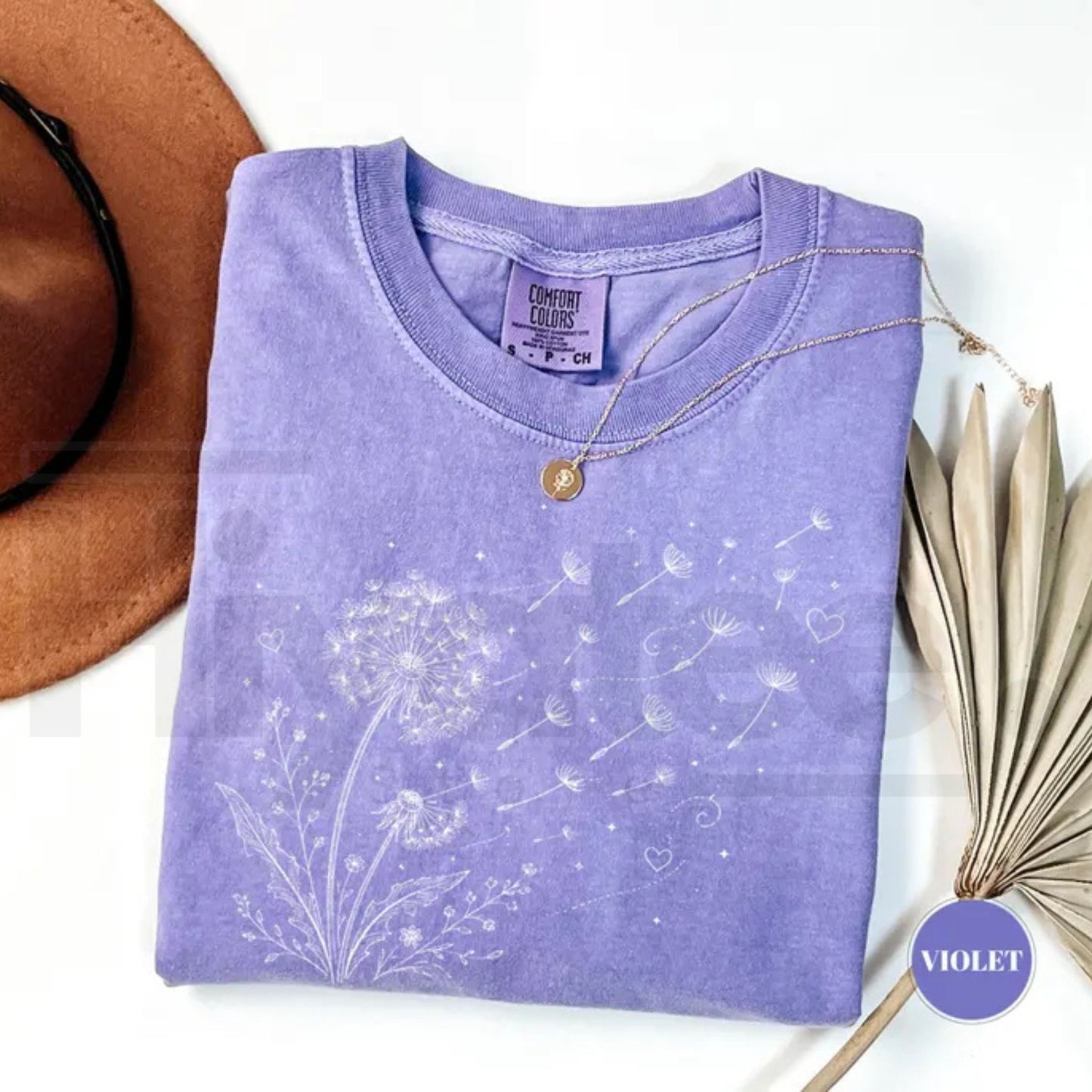 Dandelion Wildflower Comfort Colors T-Shirt Boho Floral Botanical Tee