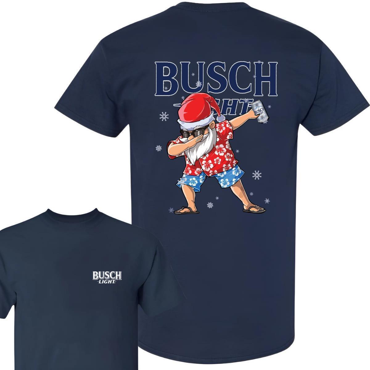 Busch Light Dabbing Santa Claus Christmas 2 Sided T-shirt, Busch Light Christmas Gifts Funny Trendy T-Shirt - Hiyatee