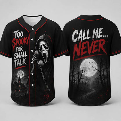 Unisex Horror Graphic Print Baseball Jersey – Slasher Theme Button-Up Shirt