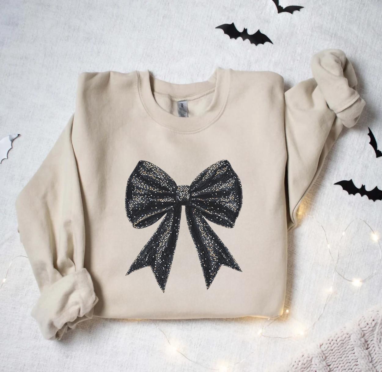 Black Bow ~ Unisex Apparel Relaxed Fit Printed in the USA Clothing Womenswear Casual and Comfortable - Hiyatee