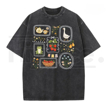 Women's Vintage Acid Wash T-Shirt – Soft Cotton Loose Retro Casual Top