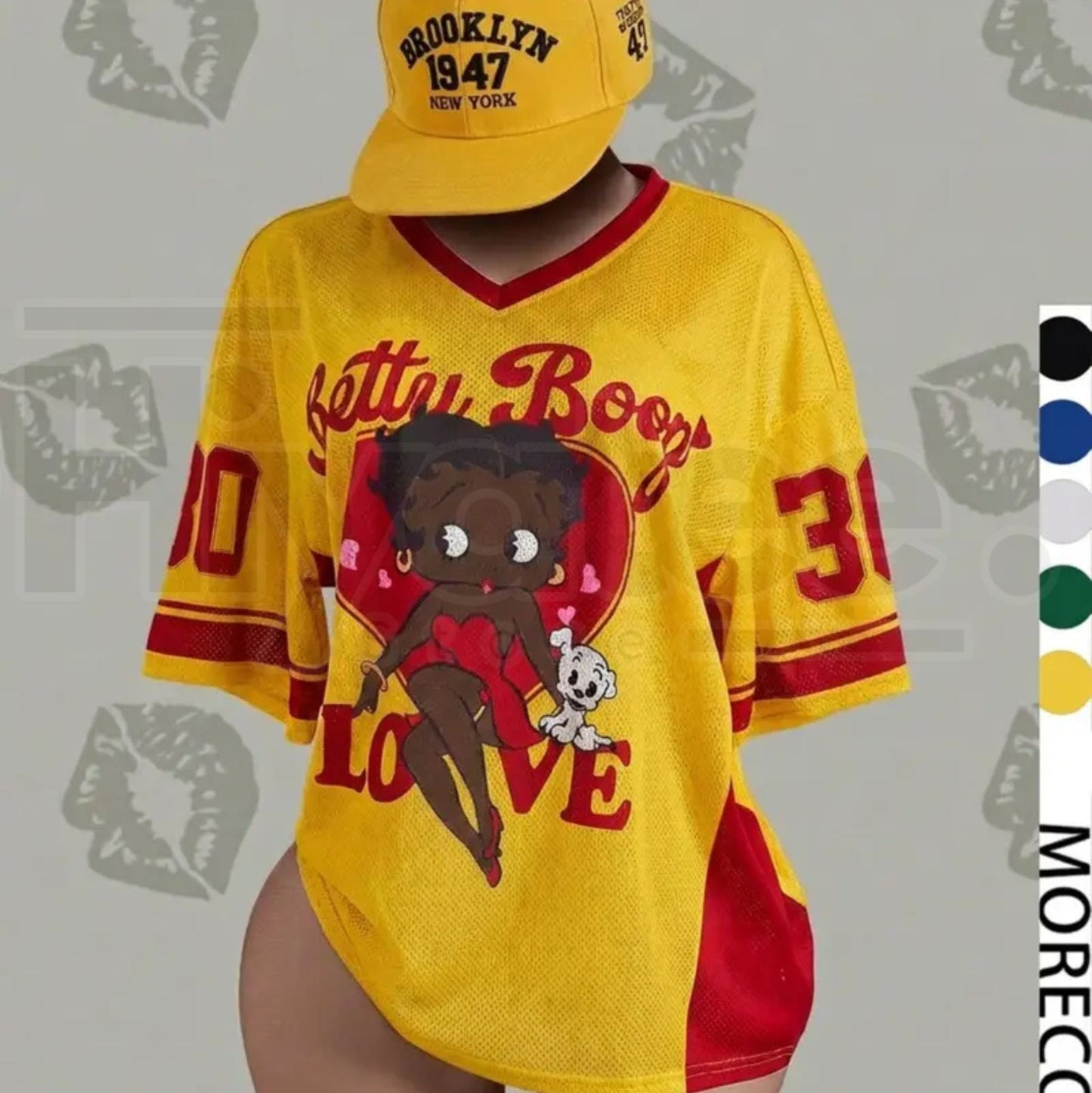 Streetwear Y2K Mesh Breathable American Vintage Doll Print V-Neck Short Sleeve T-Shirt