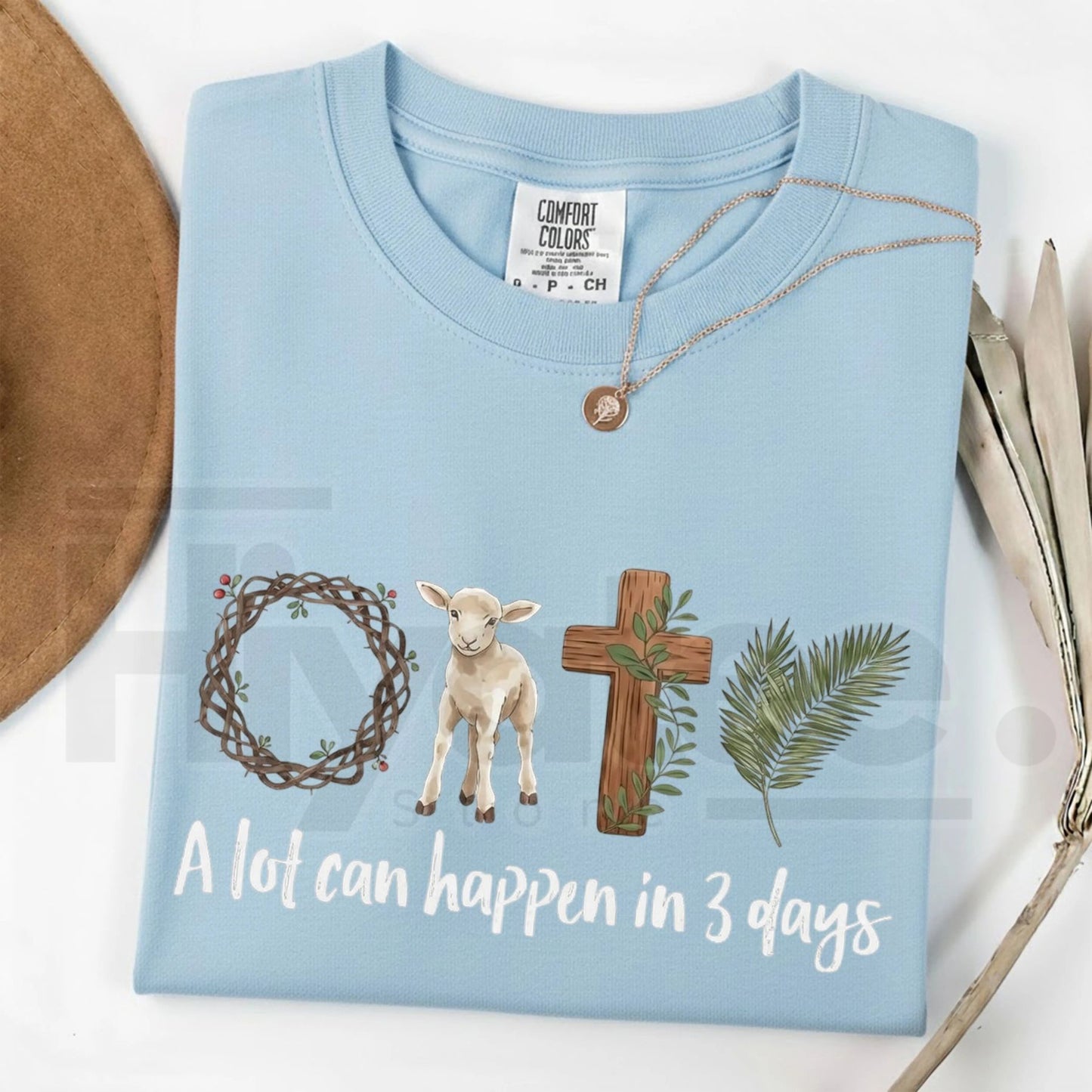 Easter Christian Shirt Comfort Colors® Crimson Tee – A Lot Can Happen in 3 Days Religious Graphic T-Shirt, Resurrection Sunday Gift