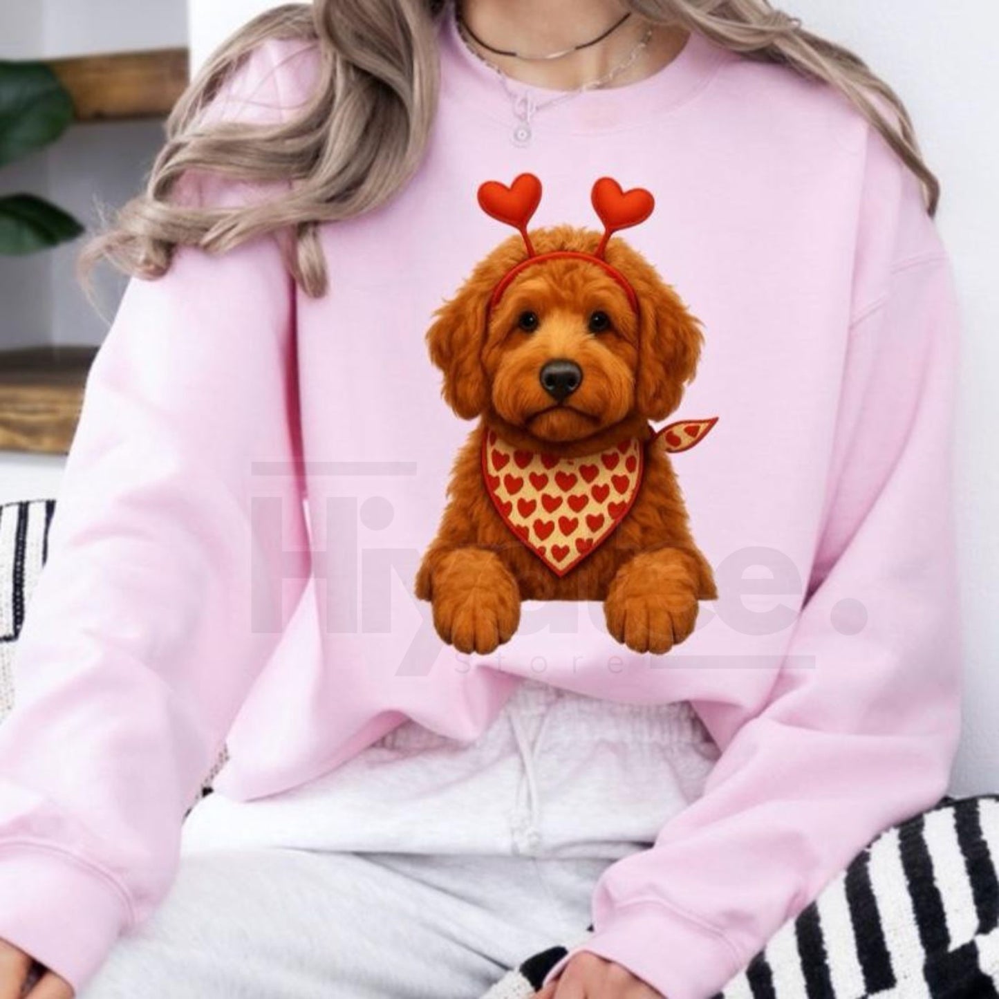 Valentines Dog Sweatshirt: Cute Custom Pet Lover Pullover, Heart Pattern Puppy Hoodie