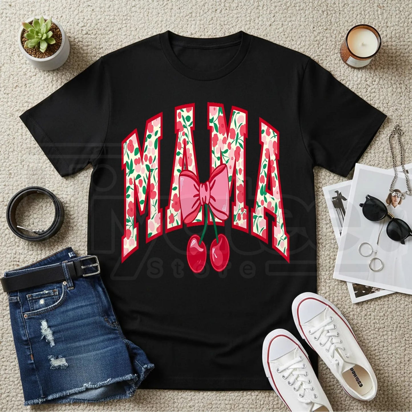 "MAMA Print" – Fashion Round Neck Spring Holiday Graphic Top