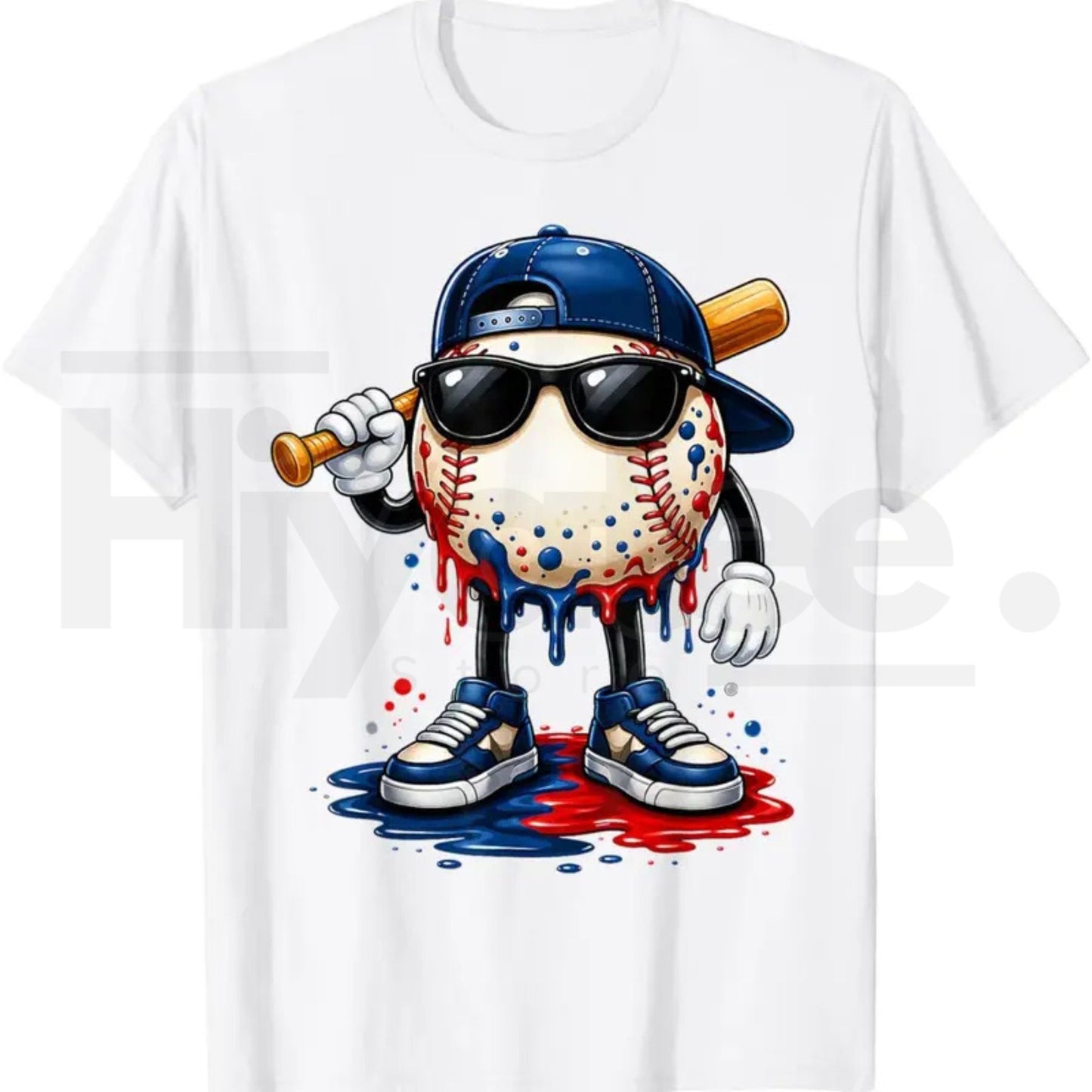 Baseball Drip Patriotic Ice Cream US Flag Youth Boys T-Shirt – Summer Graphic Tee