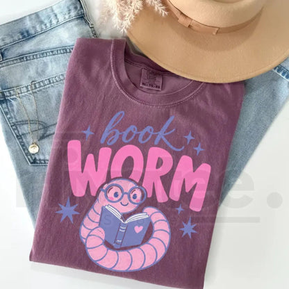 Comfort Colors Book Worm Reading Teacher Librarian Tee