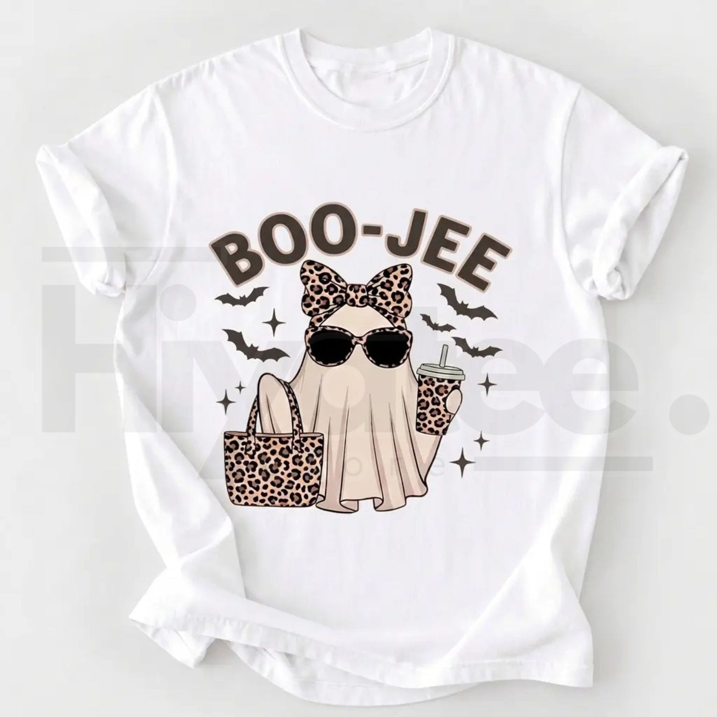 Comfort Colors Boo-Jee Ghost Shirt Leopard Print Coffee Tee