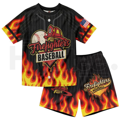 Dabbing Banana Retro American Flag Kids Baseball Jersey Set – Patriotic Athletic Mesh Outfit for Boys & Girls
