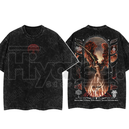 Dark Fantasy Gaming Washed T-Shirt – Oversized Cotton Double Print Streetwear Tee