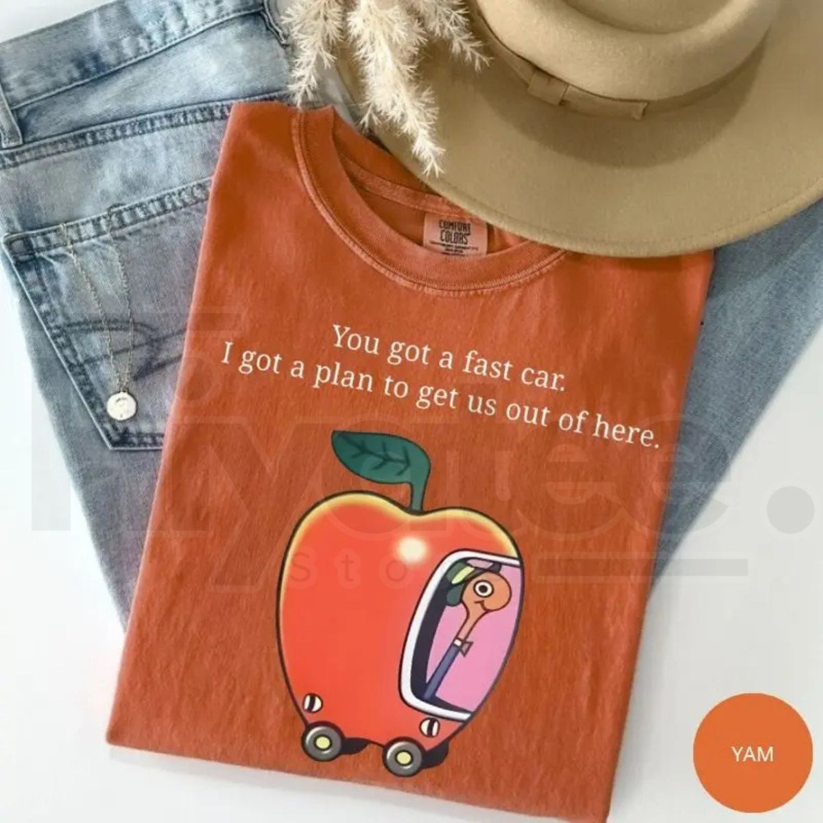 Comfort Colors Fast Car T-Shirt Retro Apple Graphic Road Trip Tee