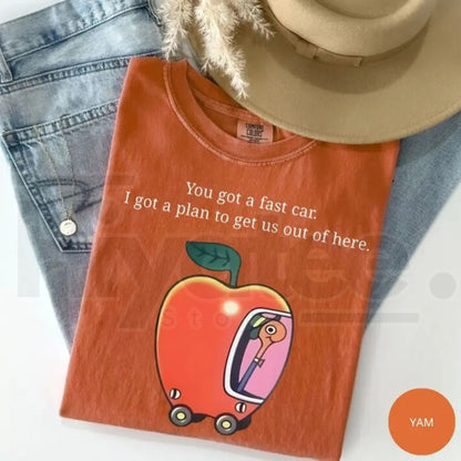 Comfort Colors Fast Car T-Shirt Retro Apple Graphic Road Trip Tee