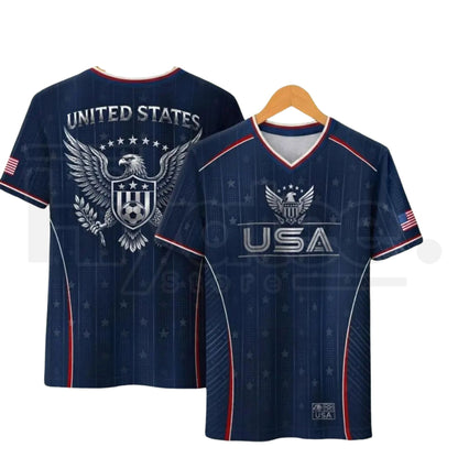 2026 USA Soccer Jersey – Patriotic V-Neck Performance Shirt for Fans