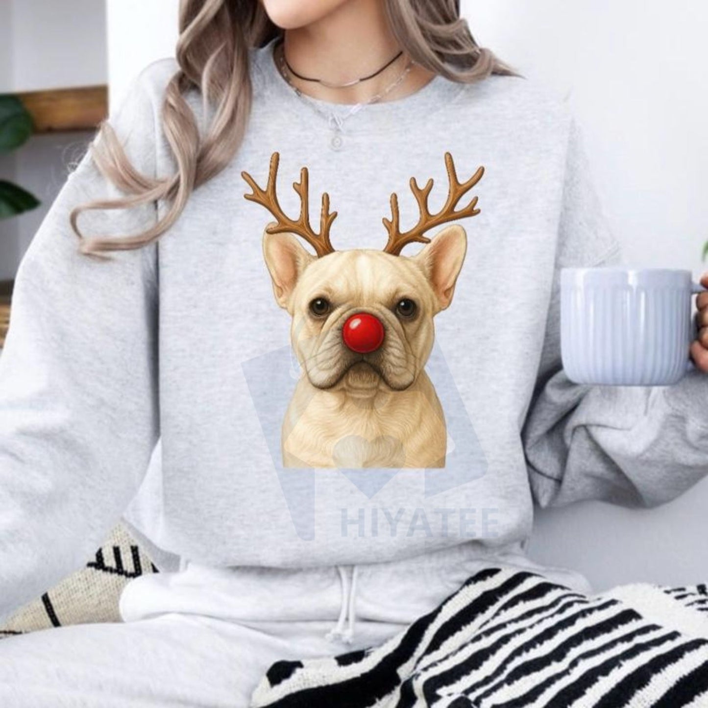 Christmas Reindeer Dog Sweatshirt: Cute Holiday Pet Graphic Pullover, Festive Dog Lover Crewneck, Unisex Gift