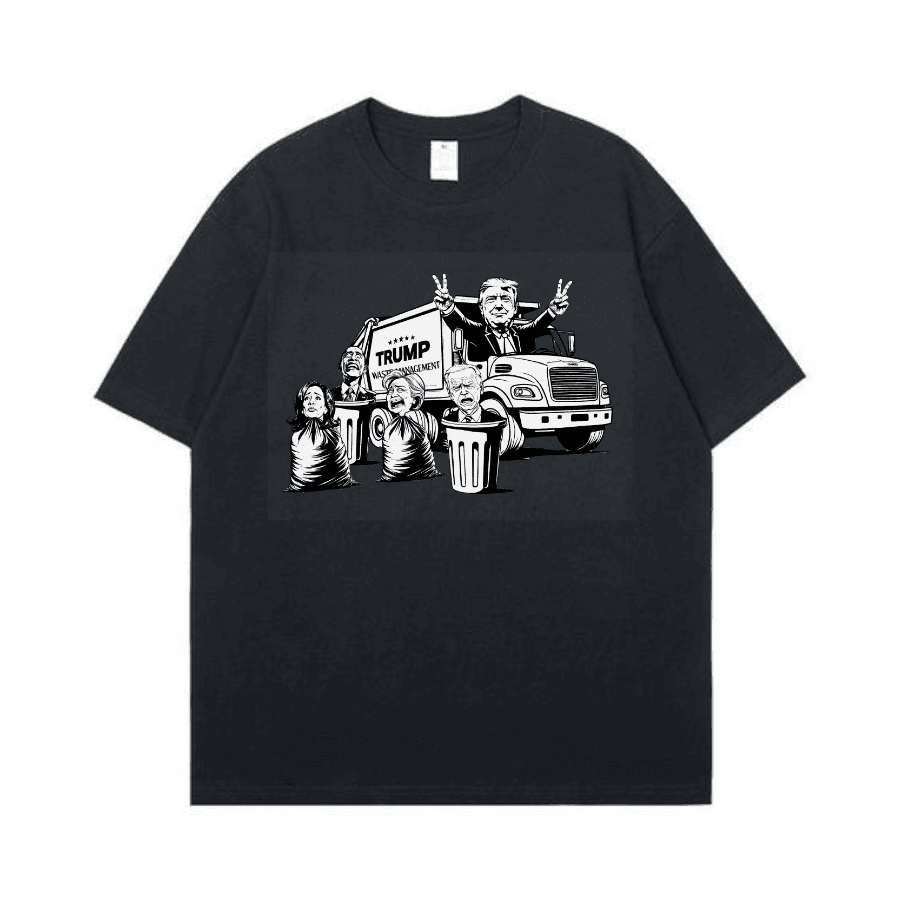 Trump T-shirt White Garbage Truck | Garbage Man Donald Trump Cotton Tee - Hiyatee