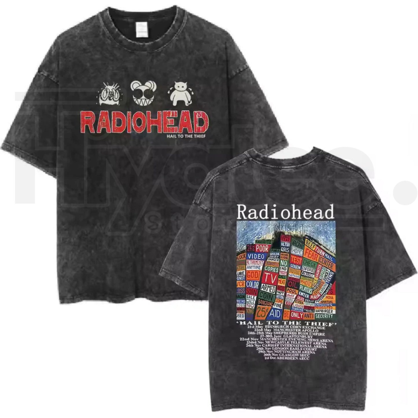 Radiohead Rock Band Vintage T-Shirt – Washed Hip Hop Music Oversized Tee