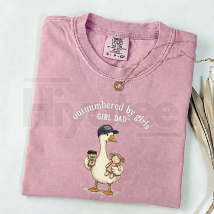 Comfort Colors Girl Dad Shirt – Funny Outnumbered By Girls Duck Graphic Tee