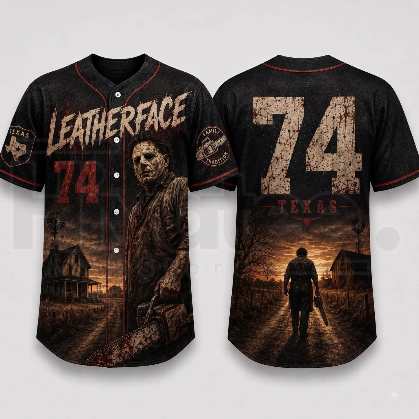 Horror Slasher Baseball Jersey – Gothic Halloween Dark Character Graphic Shirt