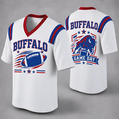 Custom Football Fan Jersey, White Mesh V-Neck Game Day Top, Unisex American Football Apparel for All 32 Teams
