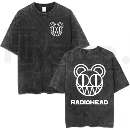 Radiohead Rock Band Vintage T-Shirt – Washed Hip Hop Music Oversized Tee