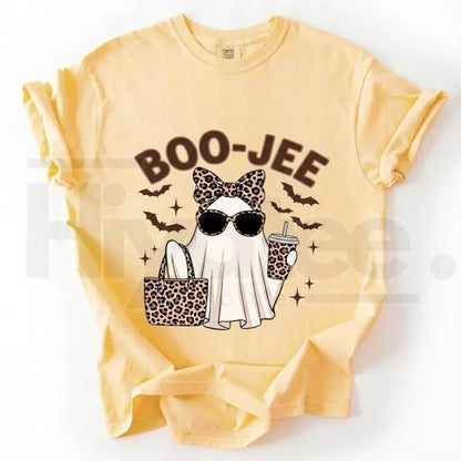 Comfort Colors Boo-Jee Ghost Shirt Leopard Print Coffee Tee
