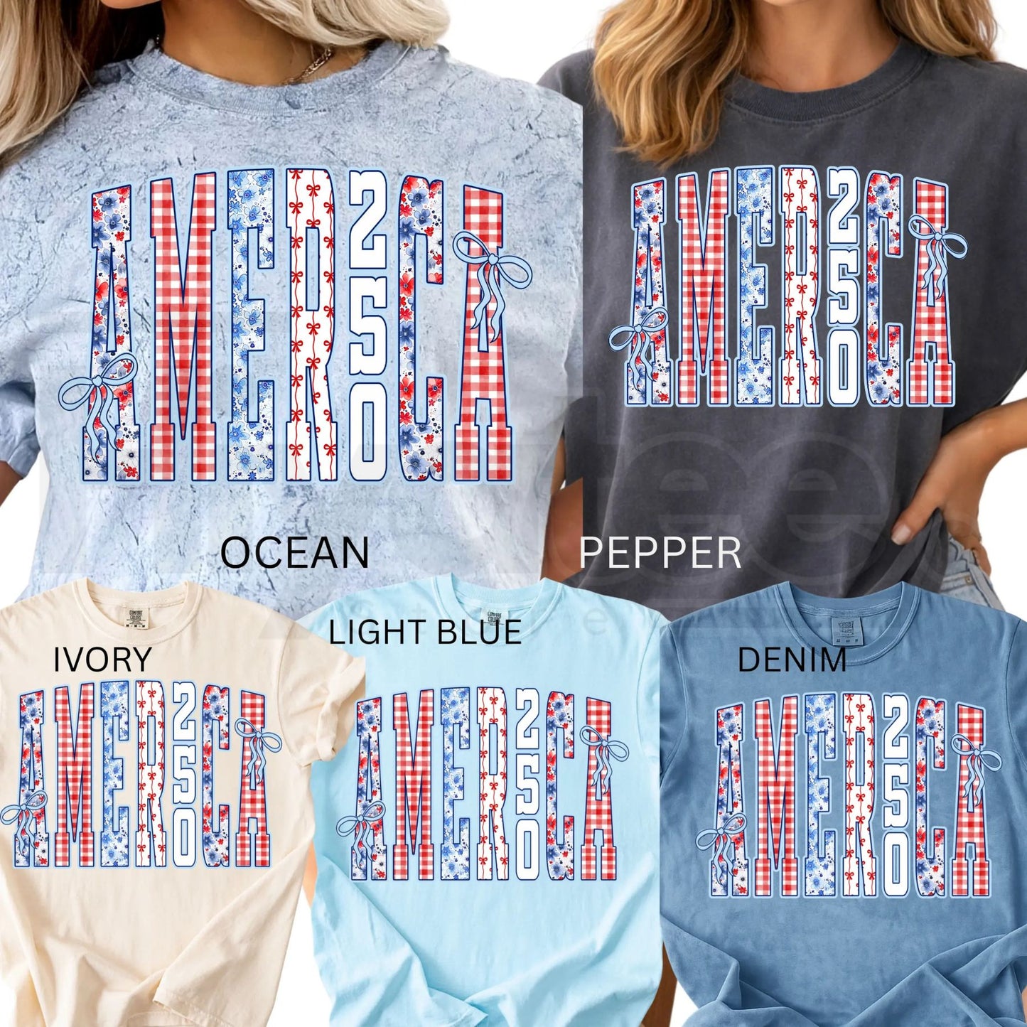 Comfort Colors® America 250 Years Shirt – Floral & Stripe USA 4th of July Graphic Tee