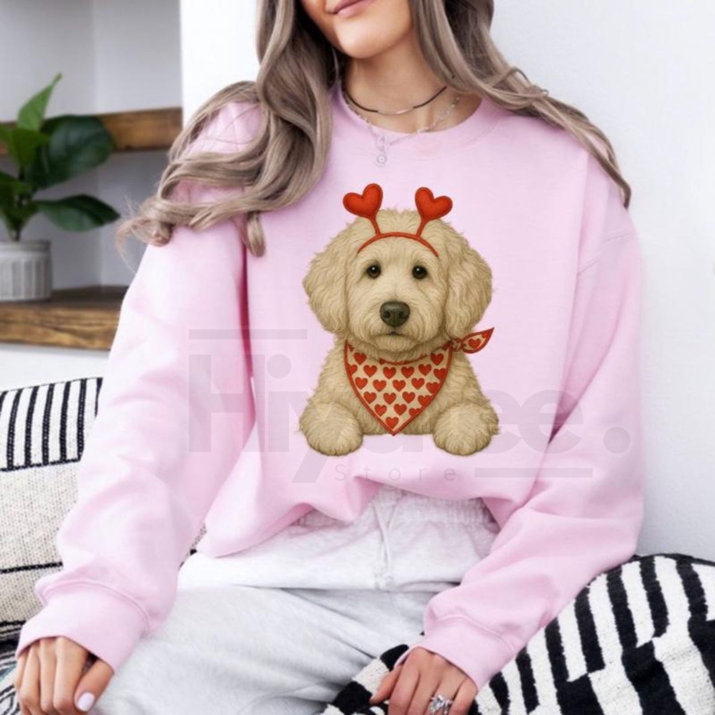 Valentines Dog Sweatshirt: Cute Custom Pet Lover Pullover, Heart Pattern Puppy Hoodie