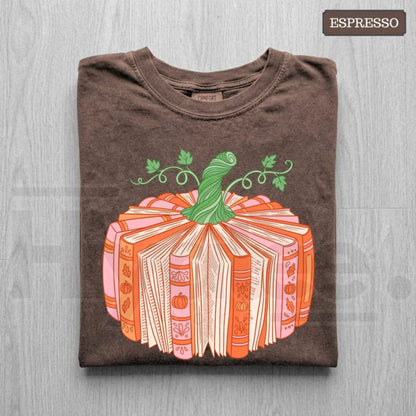 Book Pumpkin Shirt Bookish Fall Reader Tee Cute Librarian Bookworm Gift