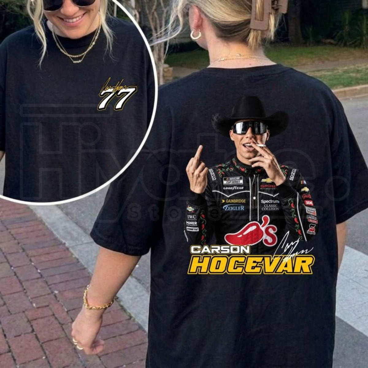 Carson Hocevar Fight T-Shirt – Vintage NASCAR Racing Graphic Tee #77