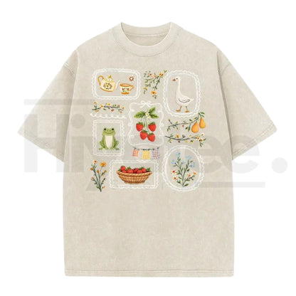 Women's Vintage Acid Wash T-Shirt – Soft Cotton Loose Retro Casual Top