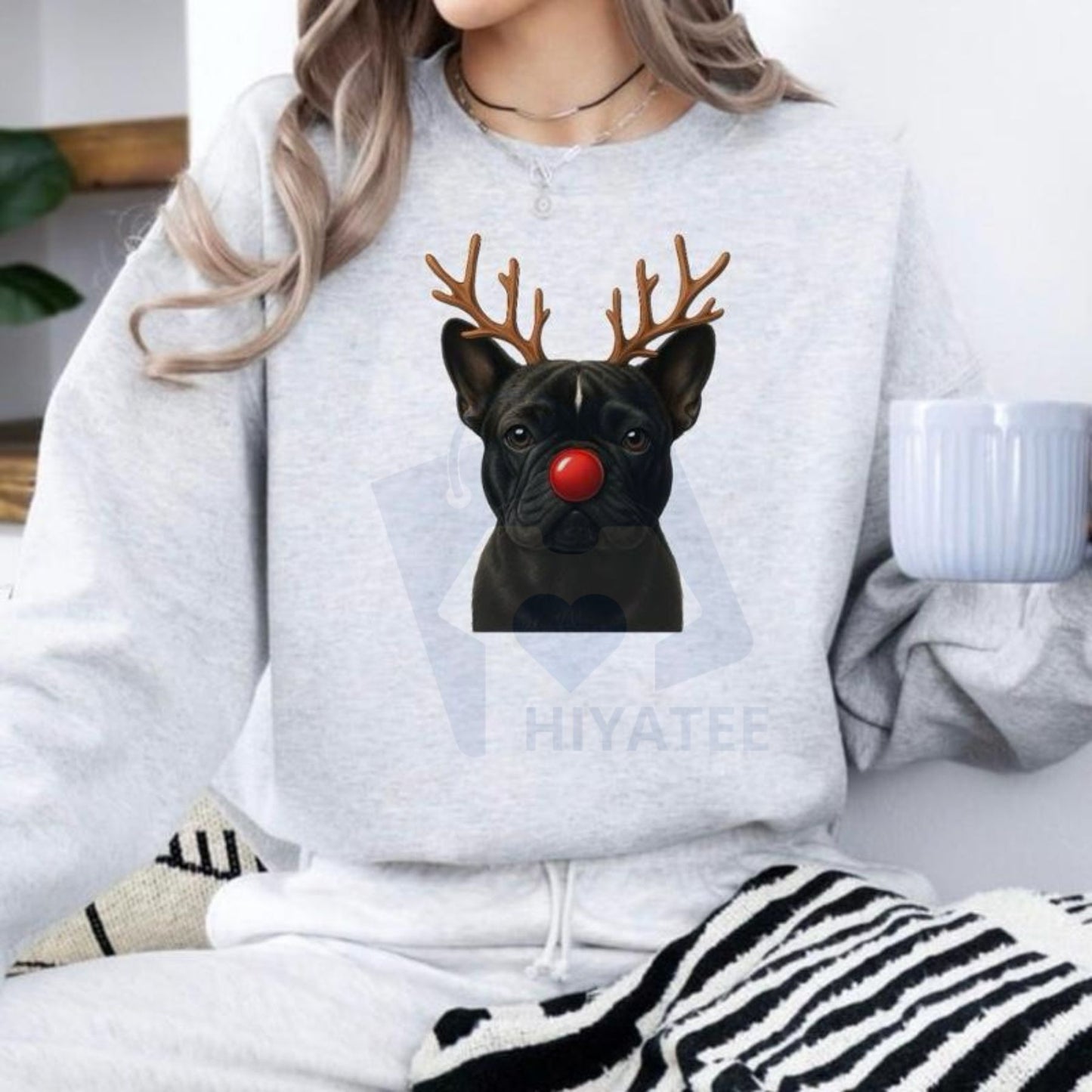 Christmas Reindeer Dog Sweatshirt: Cute Holiday Pet Graphic Pullover, Festive Dog Lover Crewneck, Unisex Gift