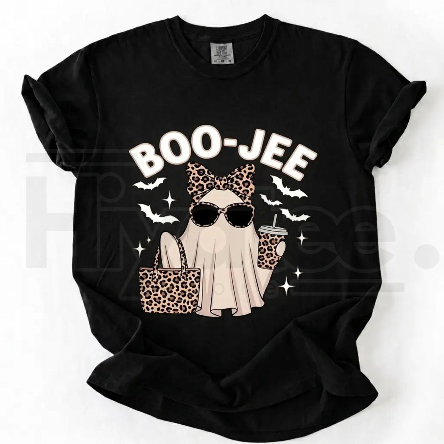 Comfort Colors Boo-Jee Ghost Shirt Leopard Print Coffee Tee