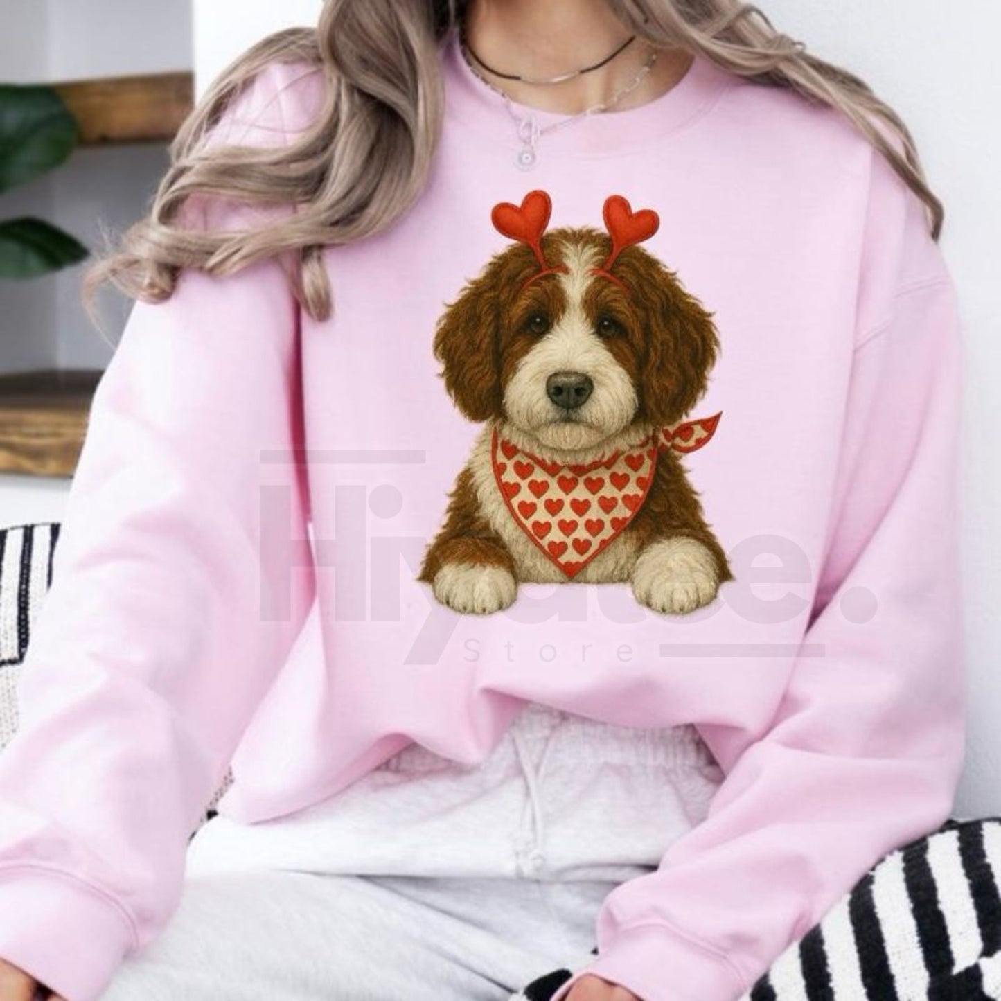 Valentines Dog Sweatshirt: Cute Custom Pet Lover Pullover, Heart Pattern Puppy Hoodie