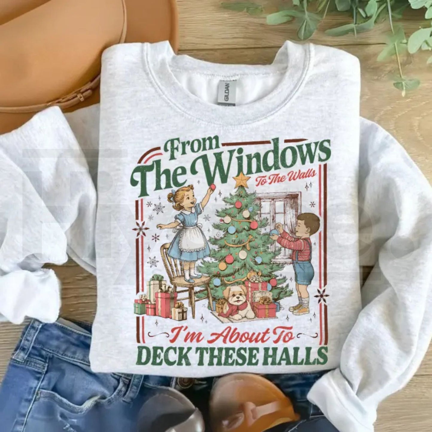 From The Windows To The Walls I'm About To Deck These Halls Sweatshirt – Funny Christmas Rap Graphic Pullover