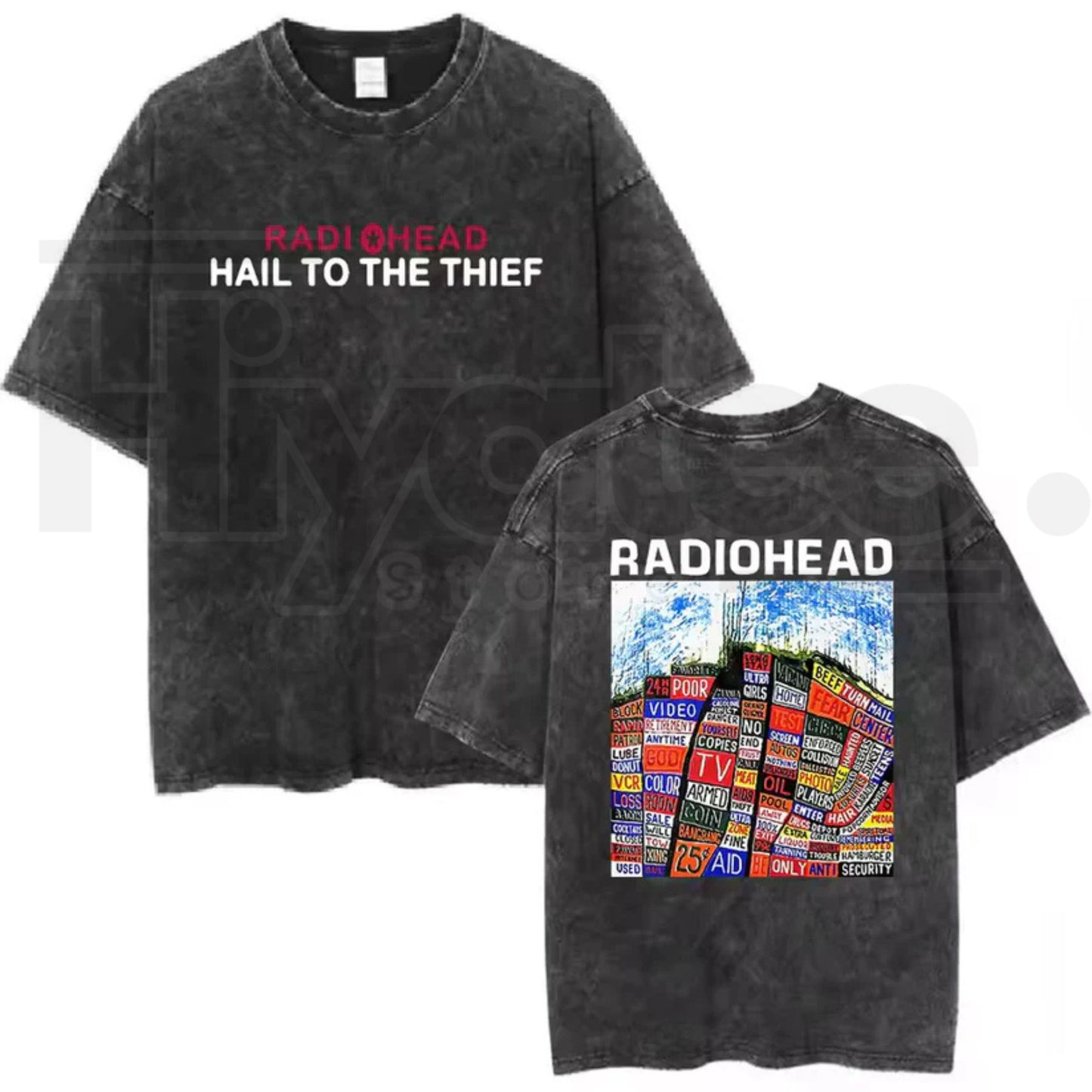 Radiohead Rock Band Vintage T-Shirt – Washed Hip Hop Music Oversized Tee