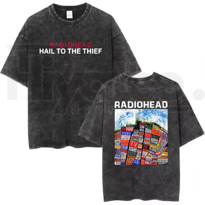 Radiohead Rock Band Vintage T-Shirt – Washed Hip Hop Music Oversized Tee