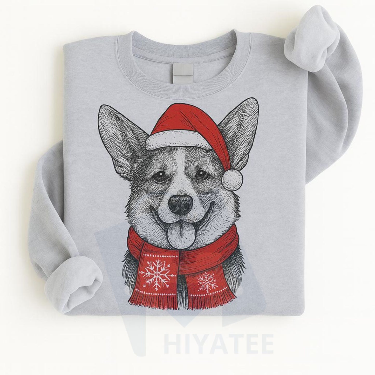 Santa Paws Christmas Hat Dog Sweatshirt: 50 Dog Breeds in Festive Santa Hats, Gildan Unisex Holiday Pullove