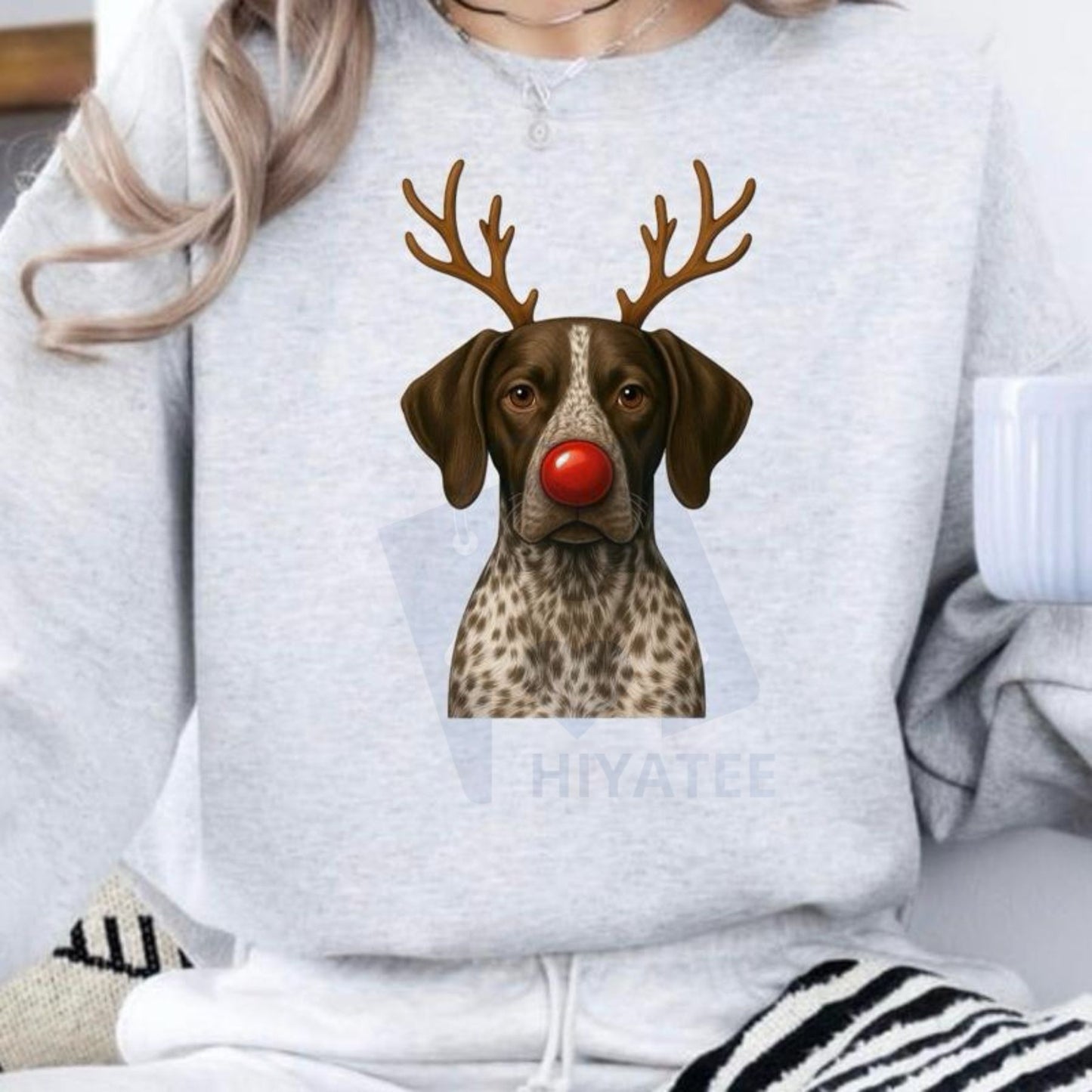 Christmas Reindeer Dog Sweatshirt: Cute Holiday Pet Graphic Pullover, Festive Dog Lover Crewneck, Unisex Gift