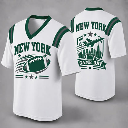 Custom Football Fan Jersey, White Mesh V-Neck Game Day Top, Unisex American Football Apparel for All 32 Teams