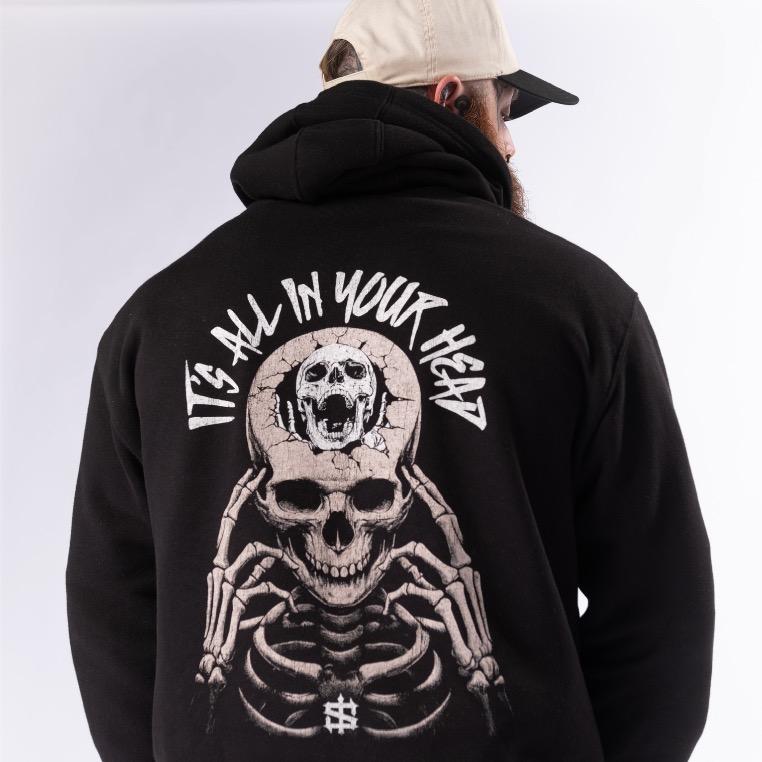 Men's All in Your Head Hoodie - Cotton Fleece Pullover- Hiyatee