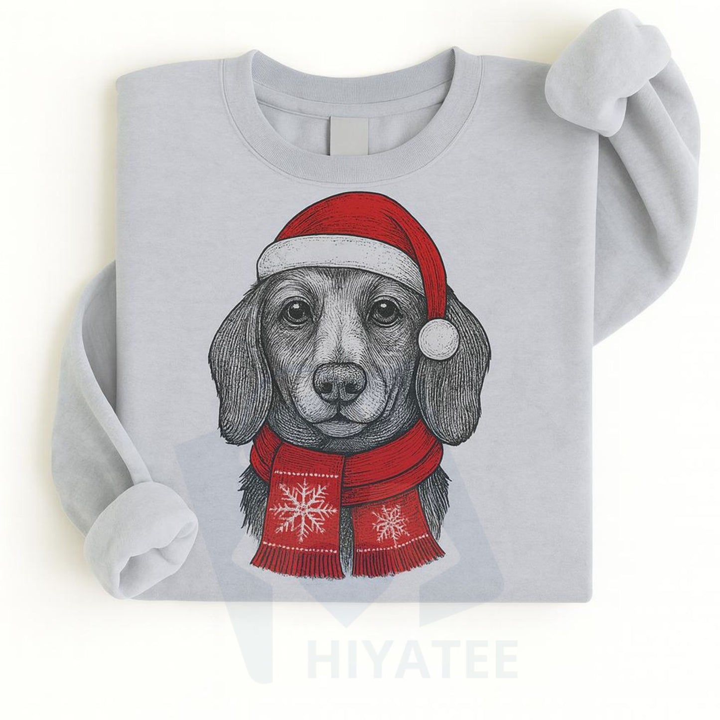 Santa Paws Christmas Hat Dog Sweatshirt: 50 Dog Breeds in Festive Santa Hats, Gildan Unisex Holiday Pullove
