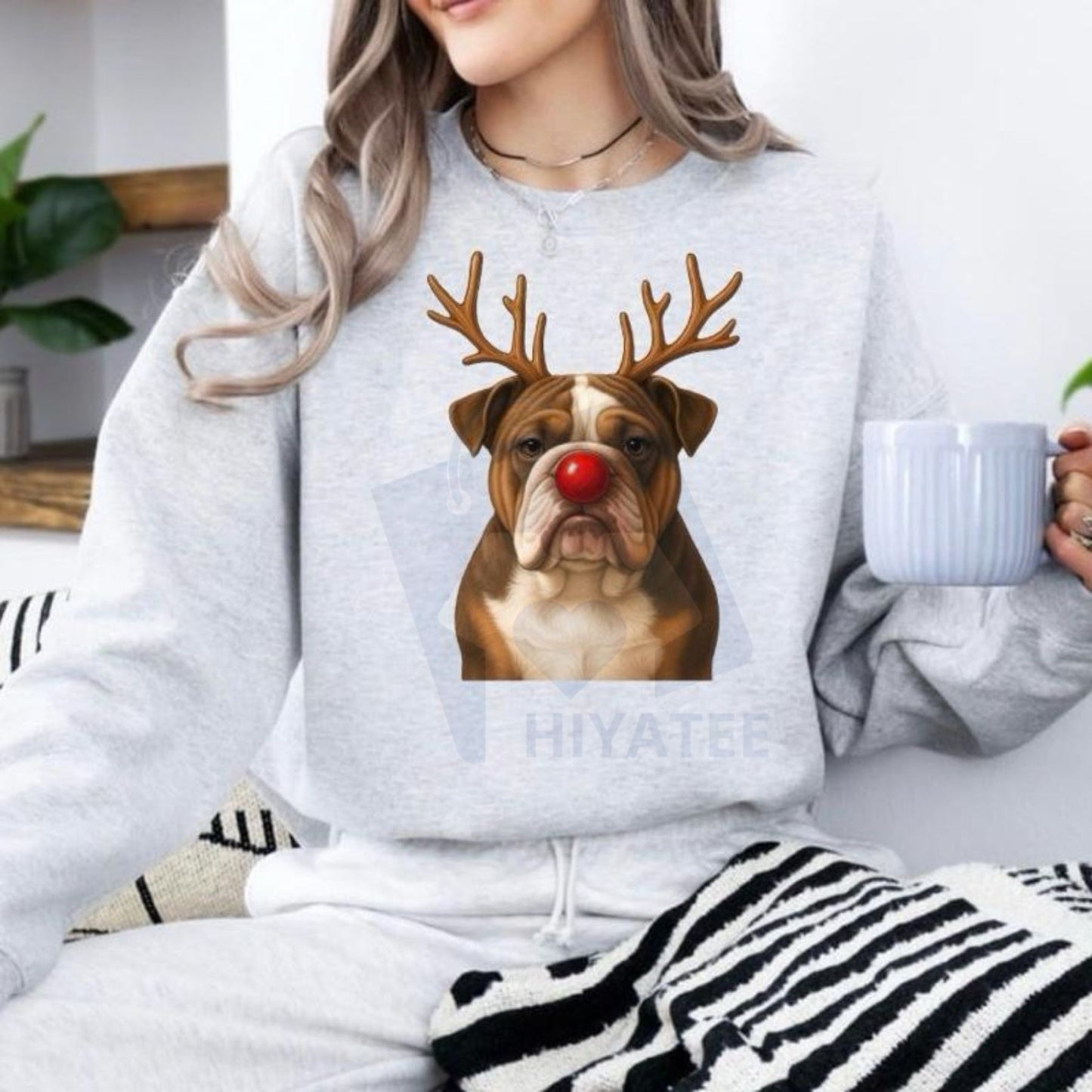 Christmas Reindeer Dog Sweatshirt: Cute Holiday Pet Graphic Pullover, Festive Dog Lover Crewneck, Unisex Gift