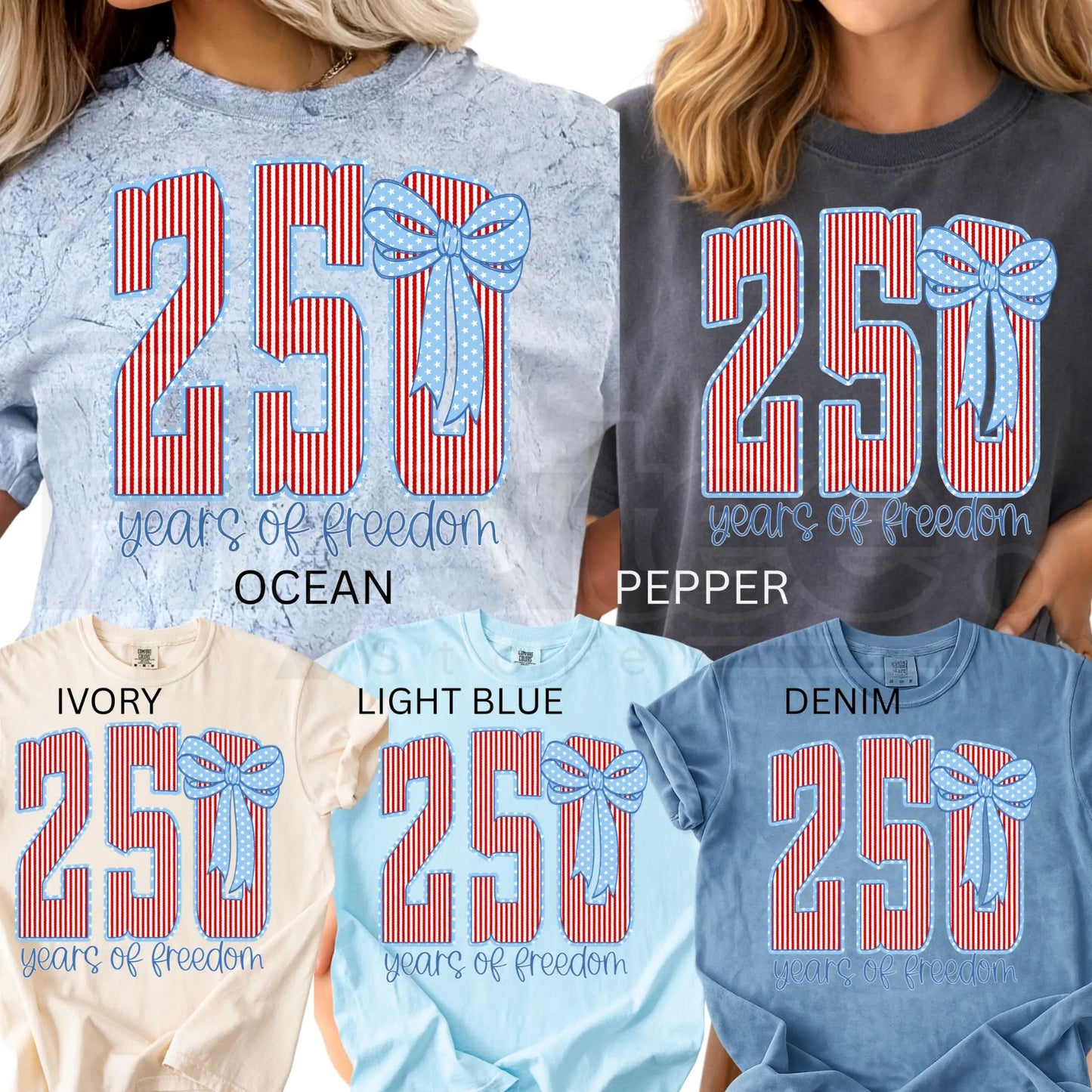 Comfort Colors® America 250 Years Shirt – Floral & Stripe USA 4th of July Graphic Tee