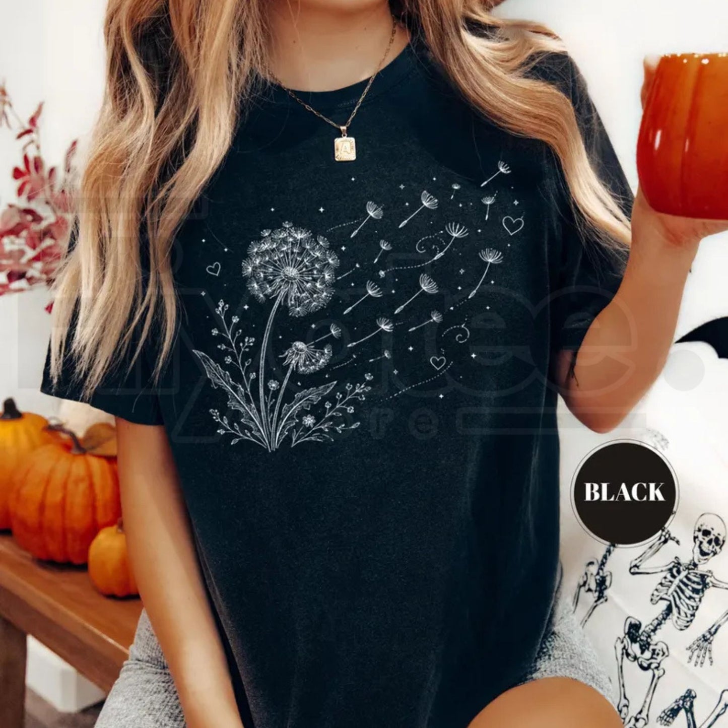 Dandelion Wildflower Comfort Colors T-Shirt Boho Floral Botanical Tee