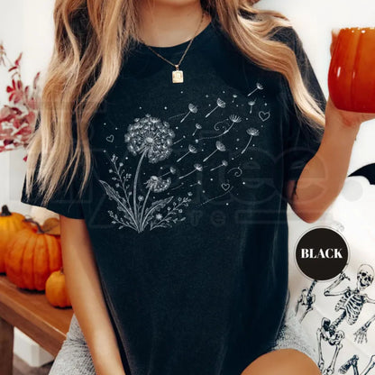 Dandelion Wildflower Comfort Colors T-Shirt Boho Floral Botanical Tee