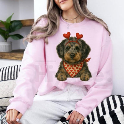 Valentines Dog Sweatshirt: Cute Custom Pet Lover Pullover, Heart Pattern Puppy Hoodie