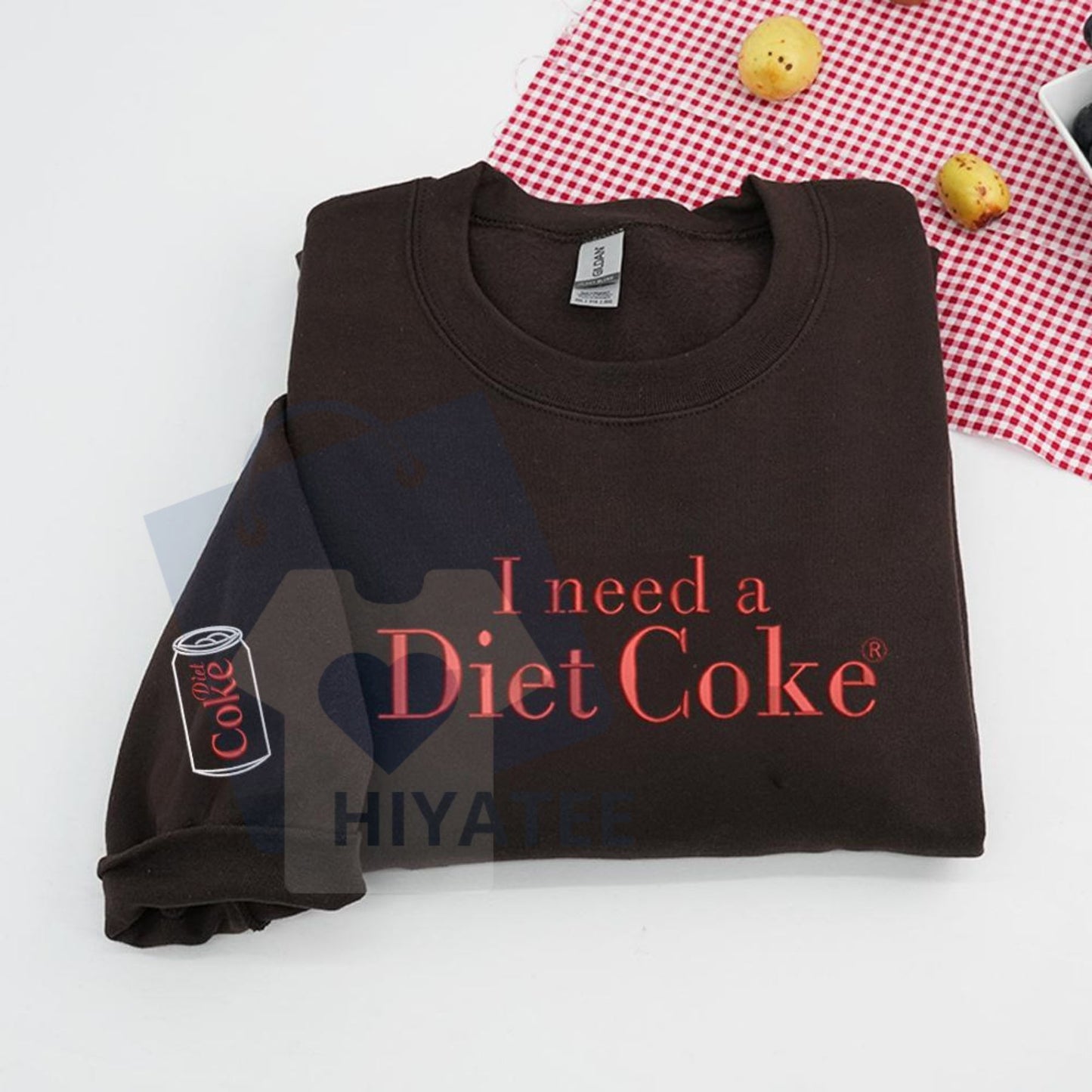 Funny Embroidered "I Need a Diet Coke" Sweatshirt – Sarcastic Caffeine Lover Crewneck