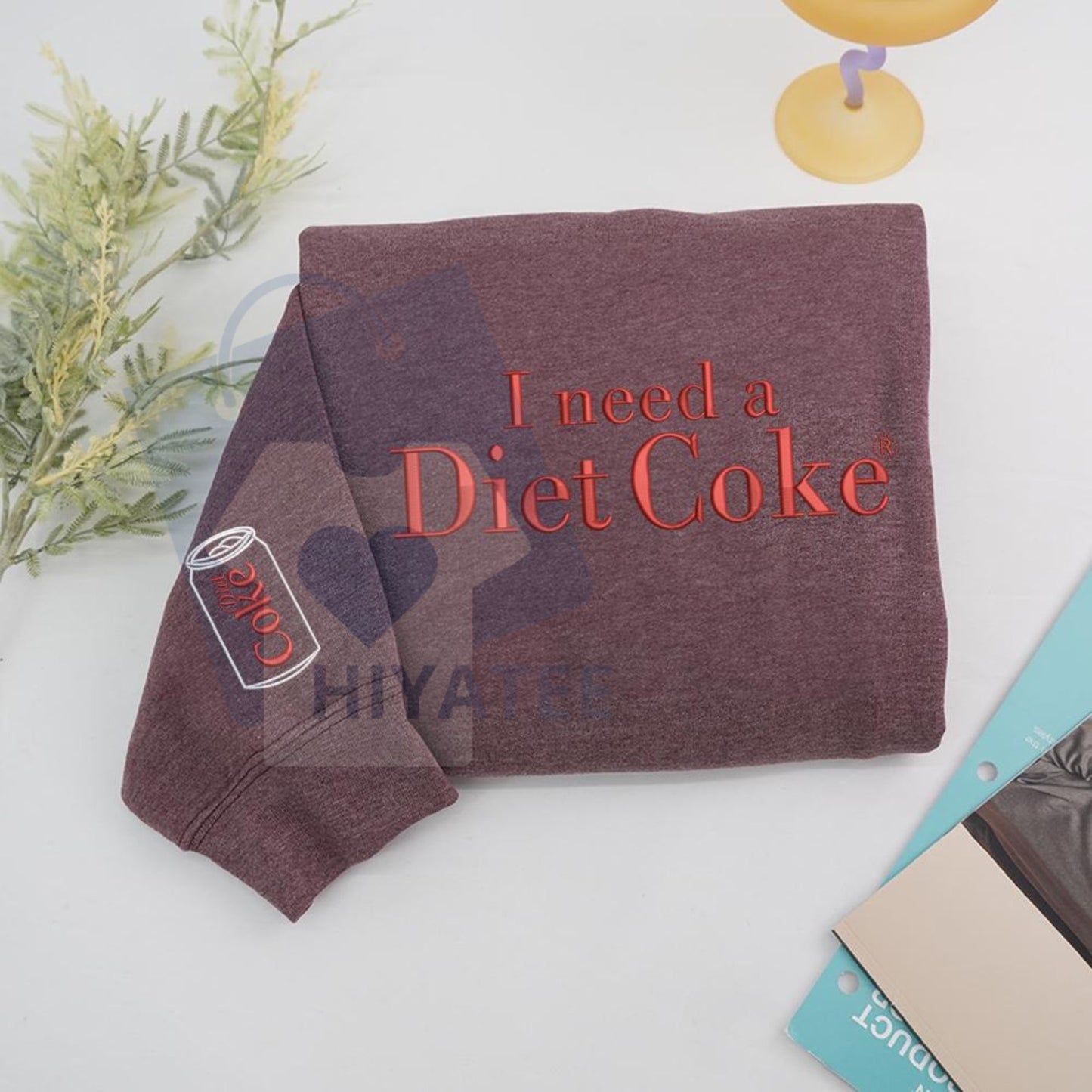 Funny Embroidered "I Need a Diet Coke" Sweatshirt – Sarcastic Caffeine Lover Crewneck