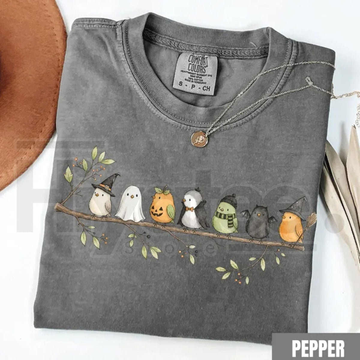 Comfort Colors Halloween Birds on a Branch Spooky Tee