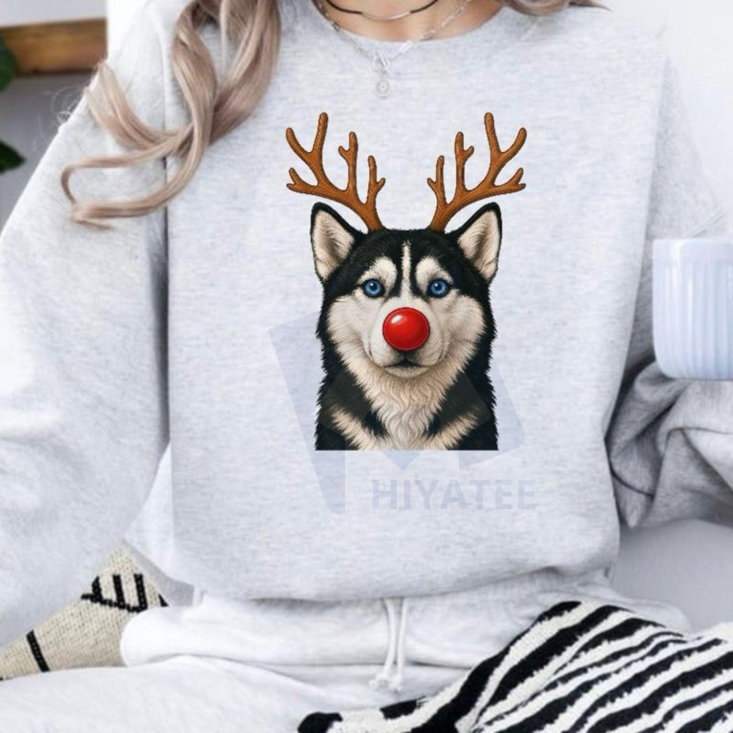 Christmas Reindeer Dog Sweatshirt: Cute Holiday Pet Graphic Pullover, Festive Dog Lover Crewneck, Unisex Gift